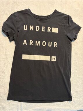 Under Armour Black Tee with White Logo Blocks